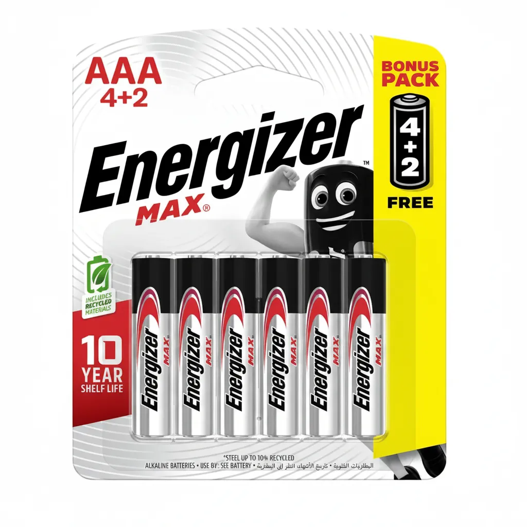 Energizer Max AAA Alkaline Batteries 6 Piece Pack