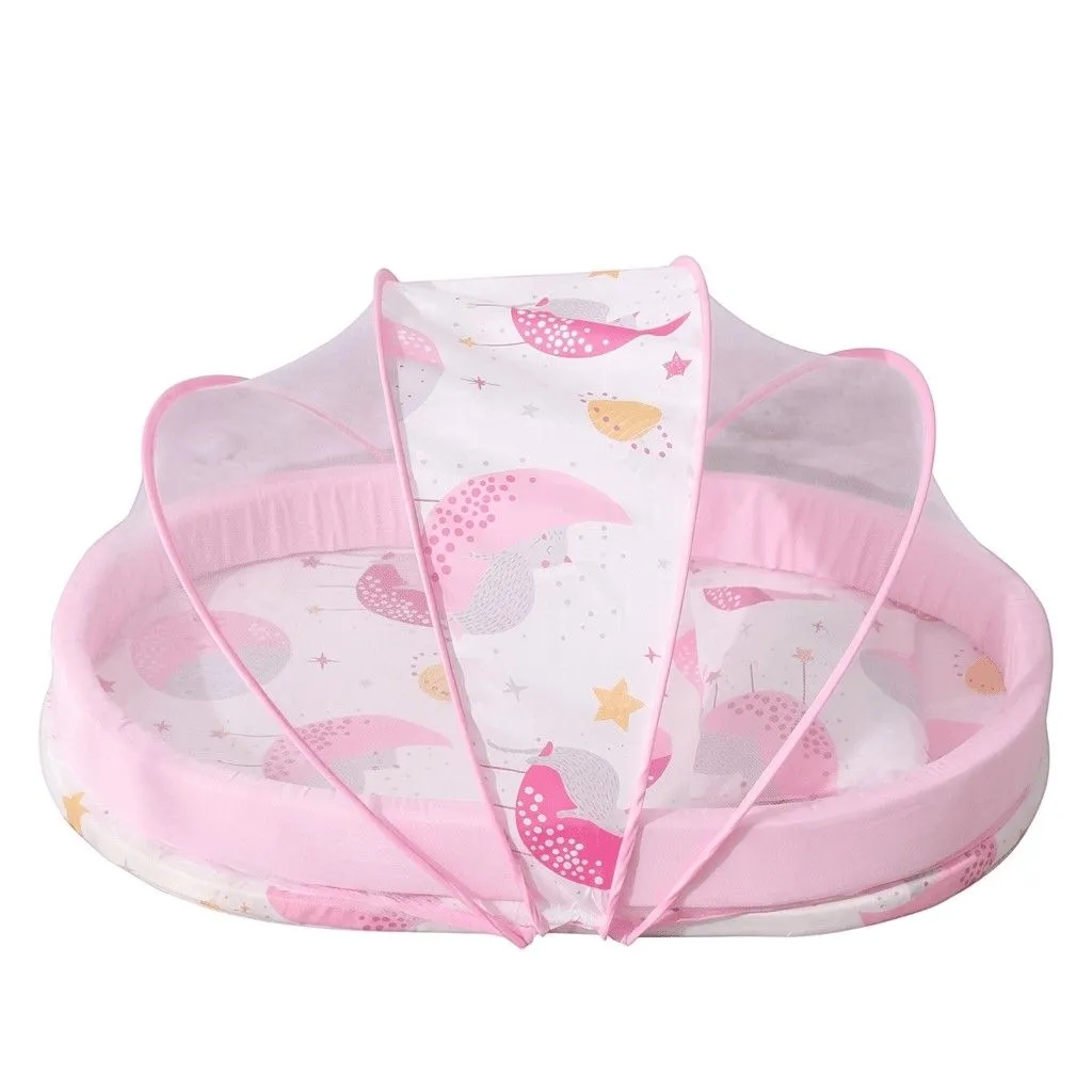 Foldable Mosquito Net With Soft Cushioned Base - Pink