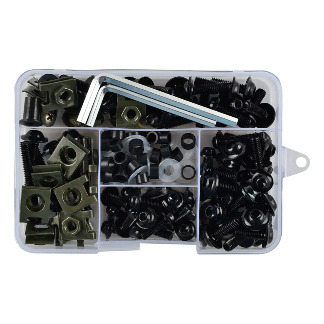 Motorcycle Fairing Bolts/ Clips & Screw Kit (195-Piece) - Black
