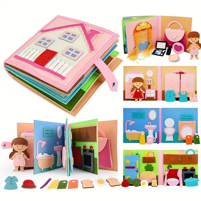 Children's Busy Board Intelligence Learning Toy Book for Girls