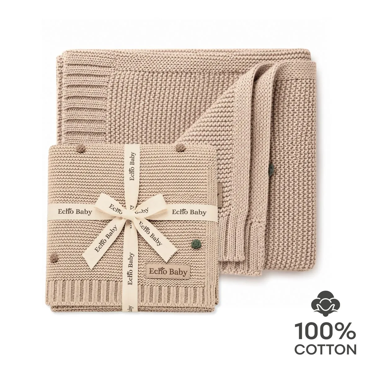 Echo Baby Knitted Baby Blanket - Brown