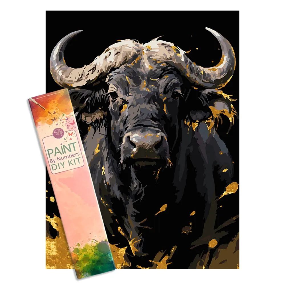 Easy Craft Paint by Number DIY Kit, 40x30cm- Big Five Series - Big Five Series - Buffalo 