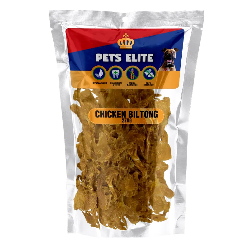 Pets Elite Chicken Biltong Bulk Pack (Large ~270g) - Natural-Lasting Chew