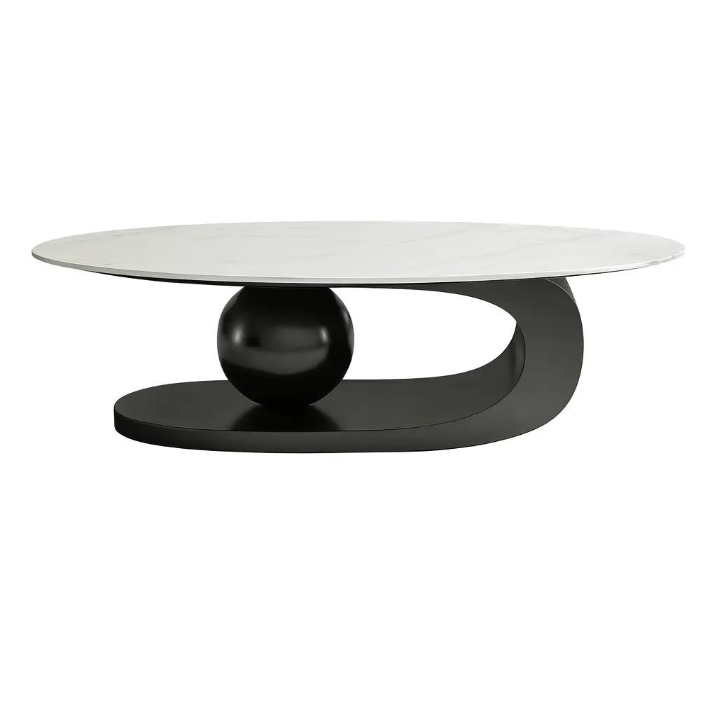 Graphite Round Coffee Table - White and Black - 130cm