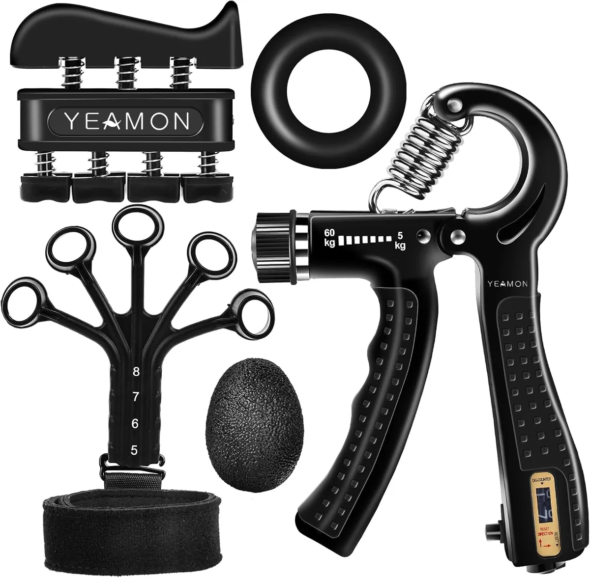 5 Pieces Grip Strength Trainer Kit, Hand Gripper and Forearm Exerciser Set
