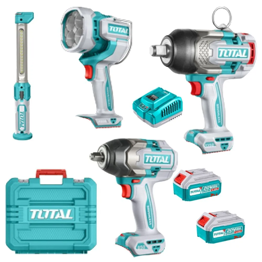 Total Tools - Cordless Impact Wrenches (1350Nm & 850Nm) & Work Lamps Kit