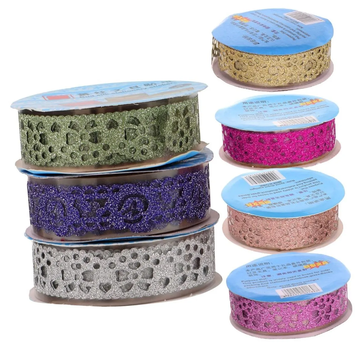 7 Rolls Self Adhesive Lace Tape for DIY Photo Album Decoration Mixed Style