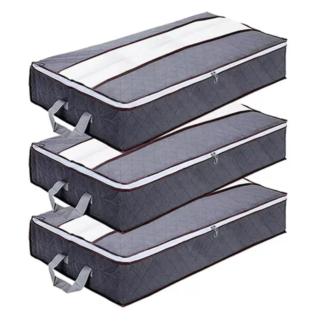 90L Underbed Storage Boxes 3Pack Sturdy Organizers with Window & Handles
