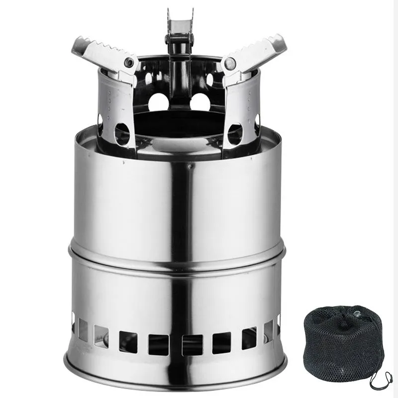 Outdoor Compact Gasifier Camp Stoves Wood Burning Portable Stainless Steel