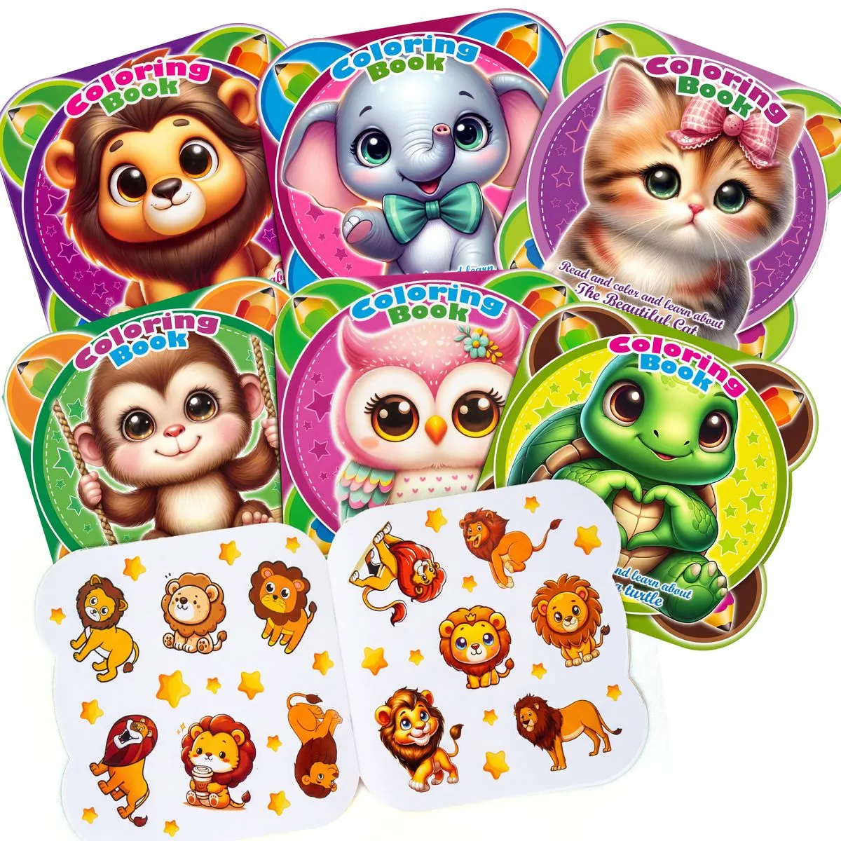 6-in-1 Animal Coloring Books Set for Kids: Fun Learning & Coloring