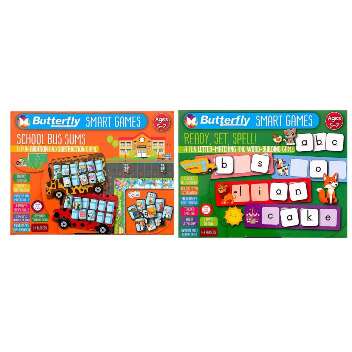 Butterfly Smart Games - Creative Math & Spelling Play-Set (2-Pack)