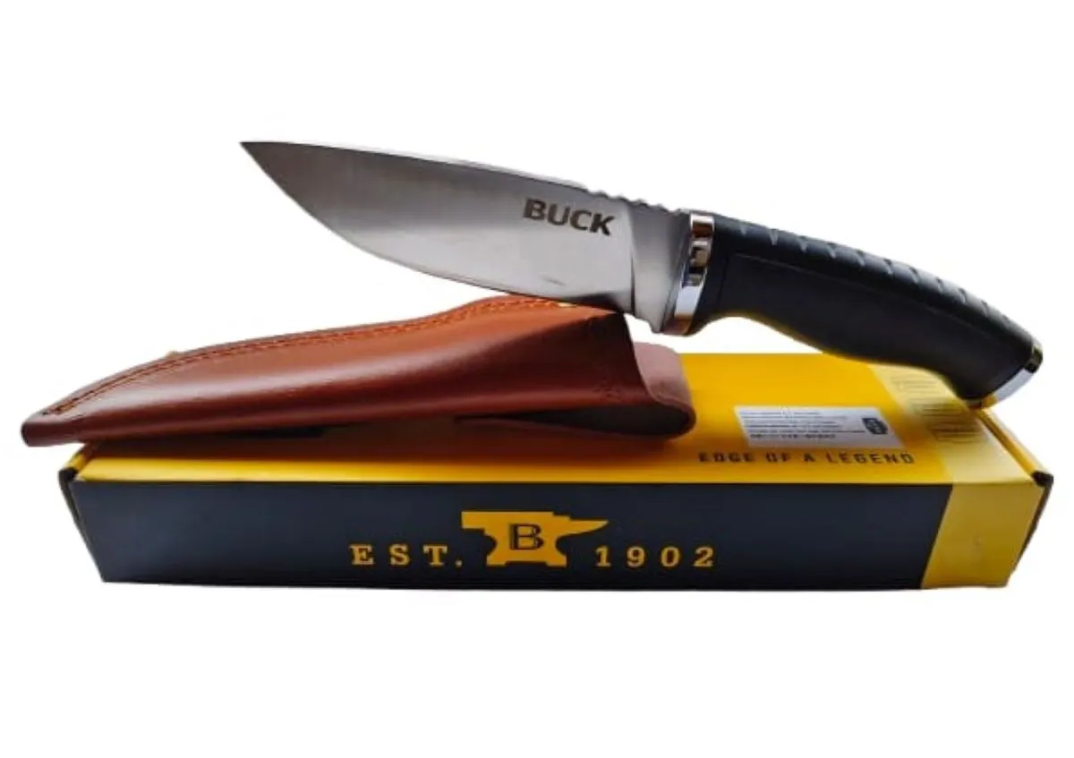 Buck Drop Point Hunting Knife with Leather Sheath
