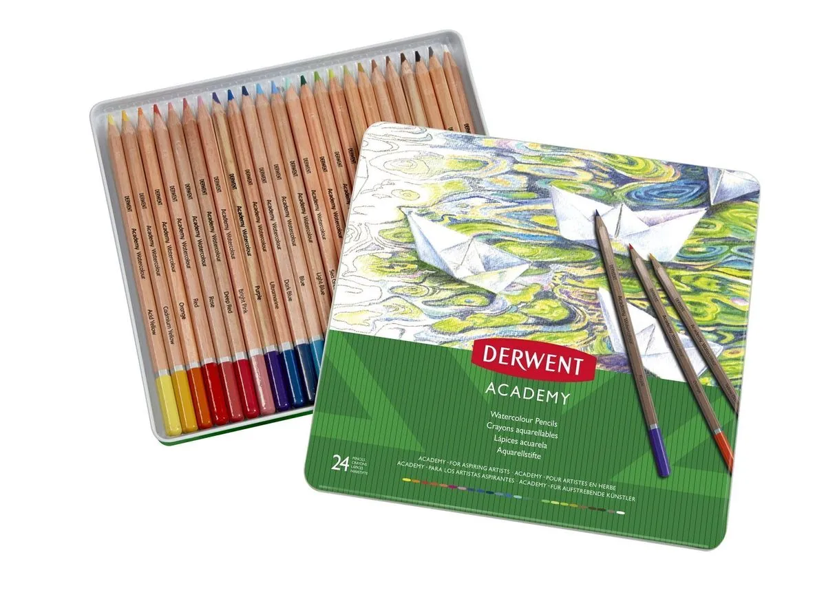 Derwent Academy W/C Colouring Pencils - Set of 24 in Assorted Colours