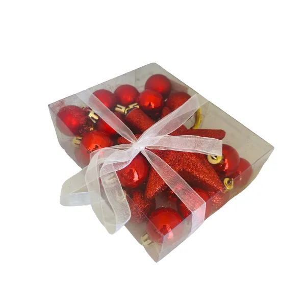 Christmas Tree Baubles & Star Topper - Christmas Balls (30 Piece) 3cm Red
