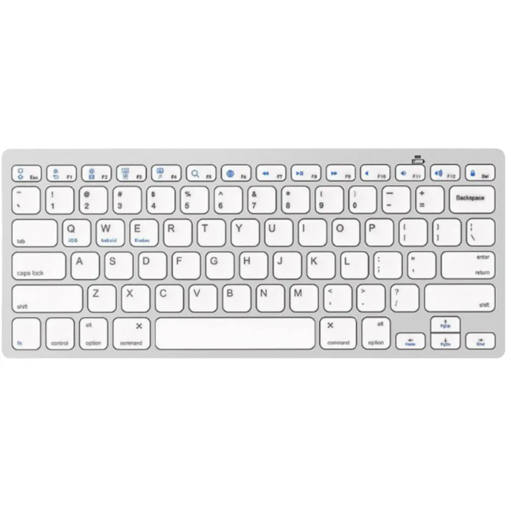 Wireless Keyboard - White & Silver Bluetooth Keyboard - Slim Mini Keyboards