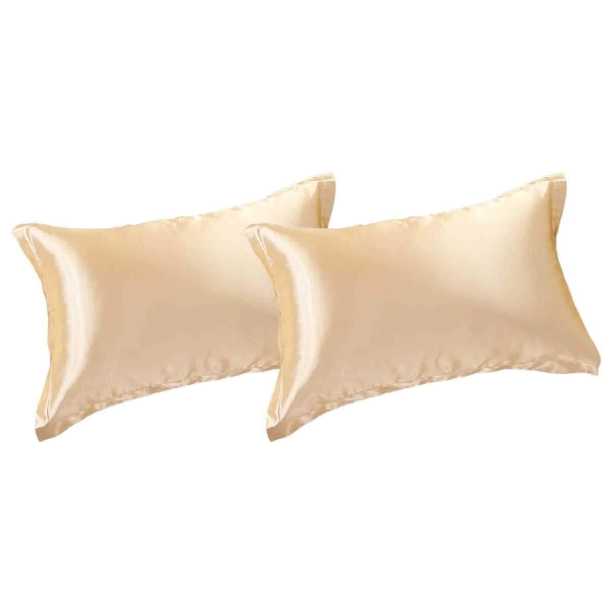 2 Pack Silk Satin Pillowcases Soft Smooth Pillow Cover for Sleeping - Gold
