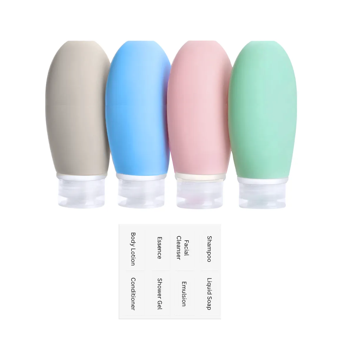 Leak-Proof Silicone Travel Bottle Set with Labels & Carry Bag