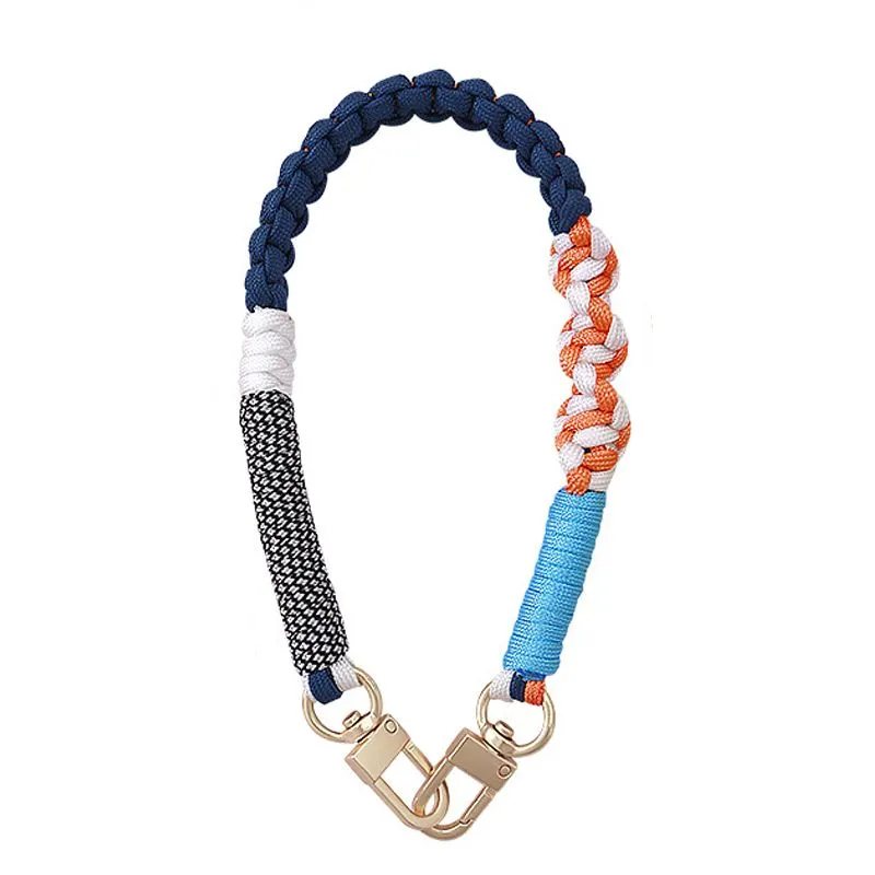 Multi-color Braided Cotton Rope Keychain Women's Handbag Bookbag Charms - Blue