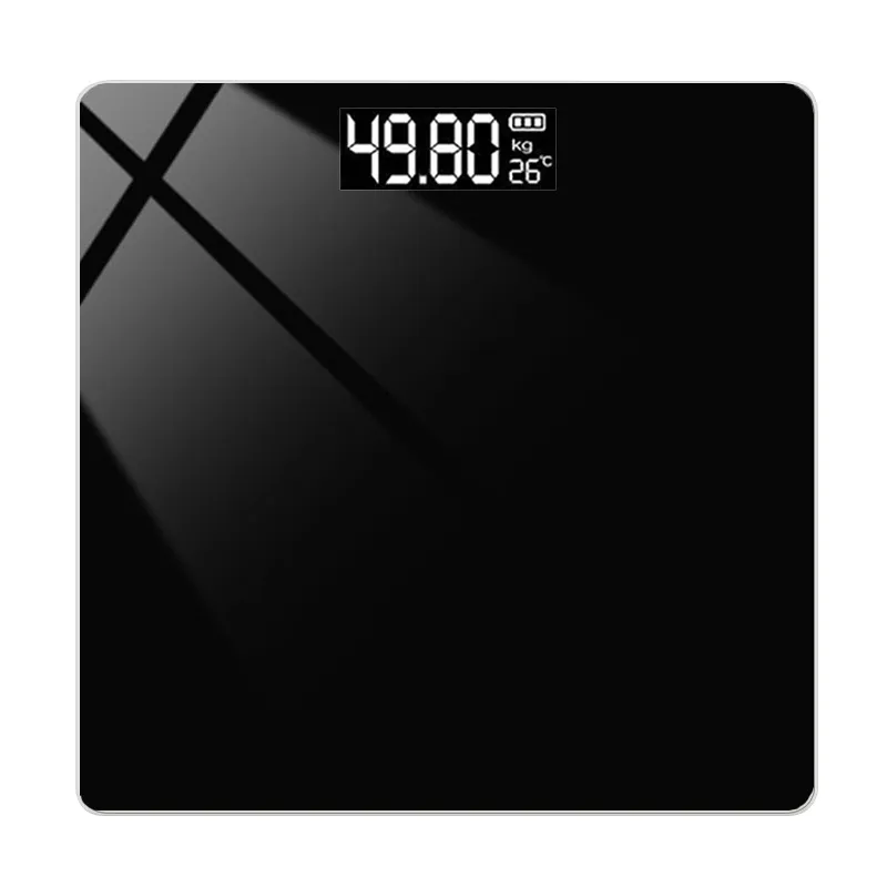Digital Body Weight Bathroom Scale USB 28x28CM LCD 180 KG MAX - Black