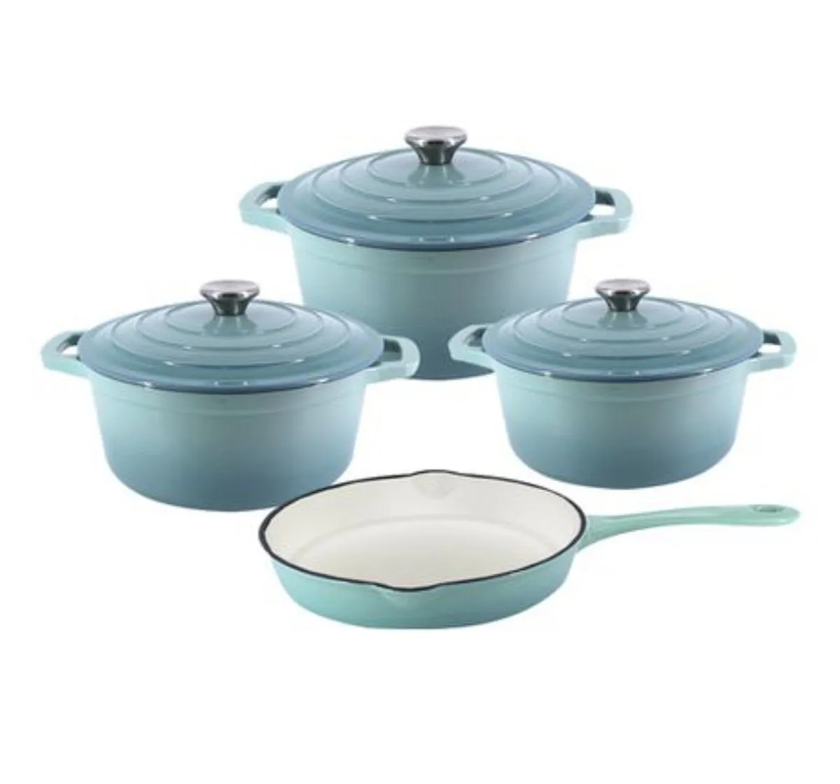 Sastro - New Design Dutch Pot Cookware Sets Cast Iron - 7 Piece - Sky Blue