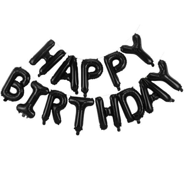 13 Piece "Happy Birthday" Foil Balloon Set - Black