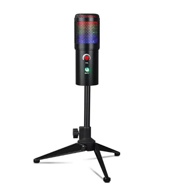 USB Microphone Tripod 192KHz/24Bit High Sampling Rate With Breathing Light