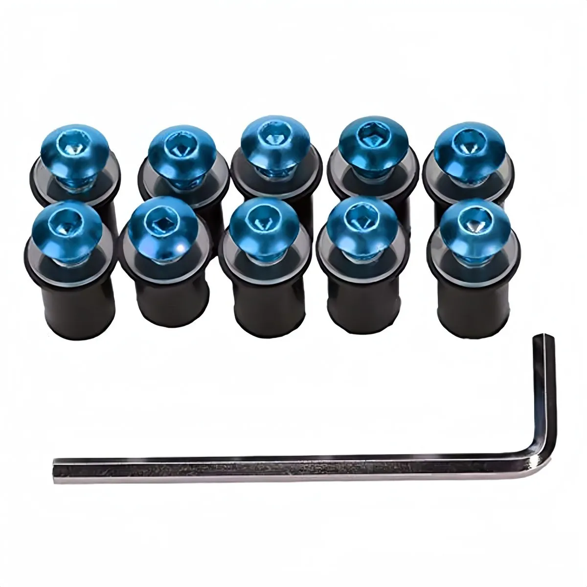 10 Piece Aluminum Motorcycle M5 x 16mm Windshield Screw Bolts Nuts Fastener - Blue