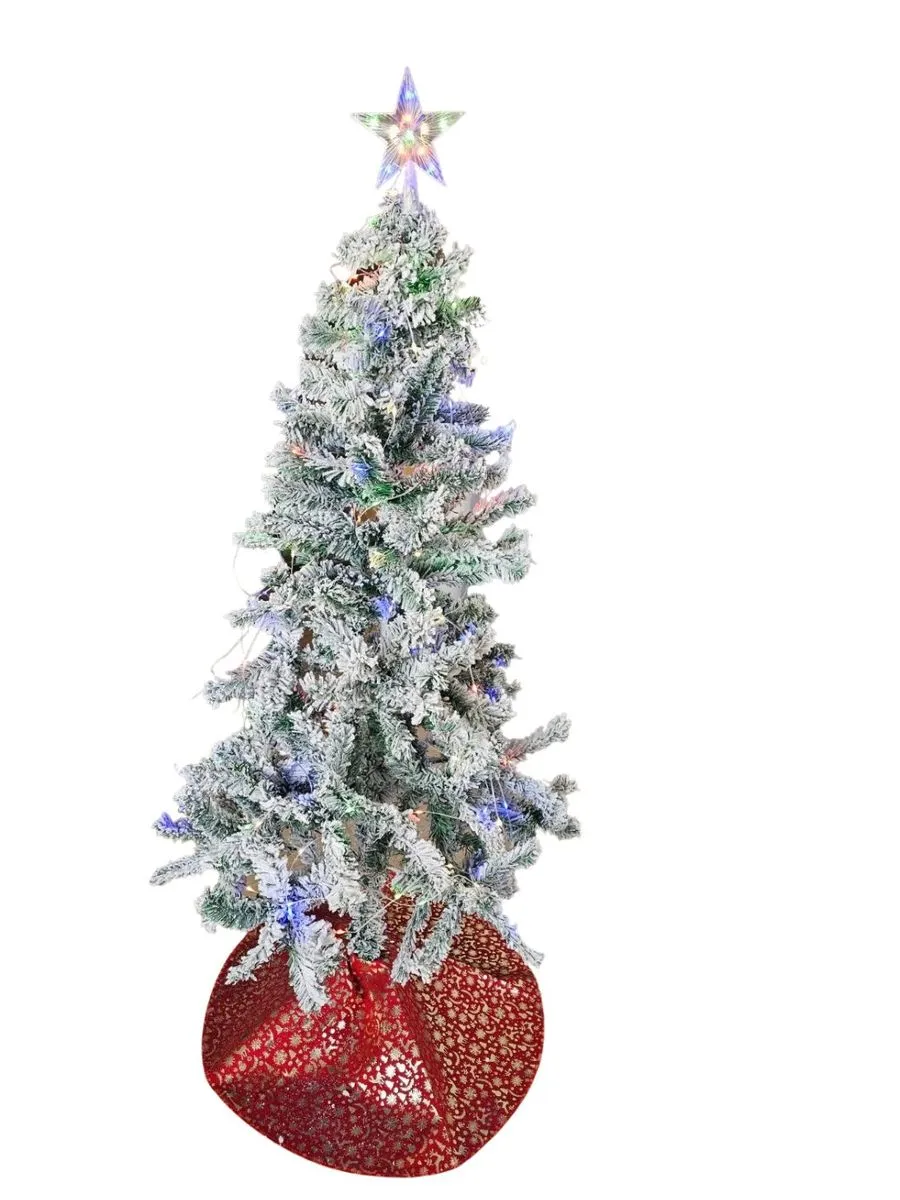 4 in 1 White Snow Christmas 180cm Christmas Tree-Lights-Tree Skirt-Star - RGB Color