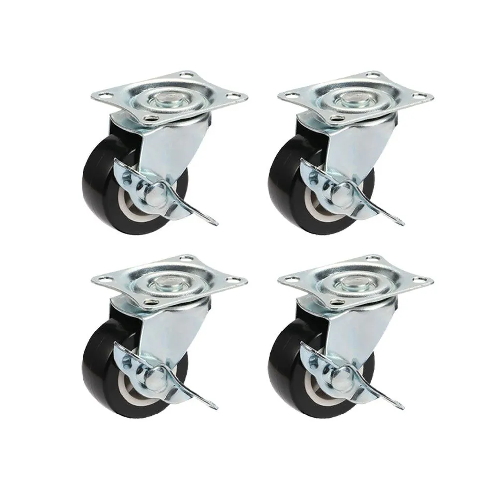 4 piece 2-Inch Universal Wheel Brake, Heavy-Duty 360 Degree Rotating Casters