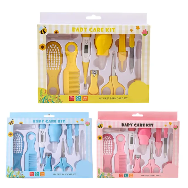 3 Pack Combo 10-in-1 Baby Healthcare and Grooming Kit - Blue Pink & Yellow
