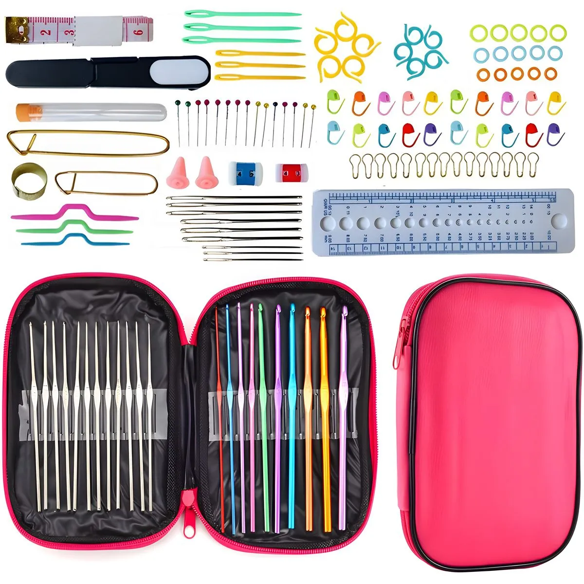 127Pcs Mixed Crochet Hooks Set with Storage Case Household Sewing Tools Kit