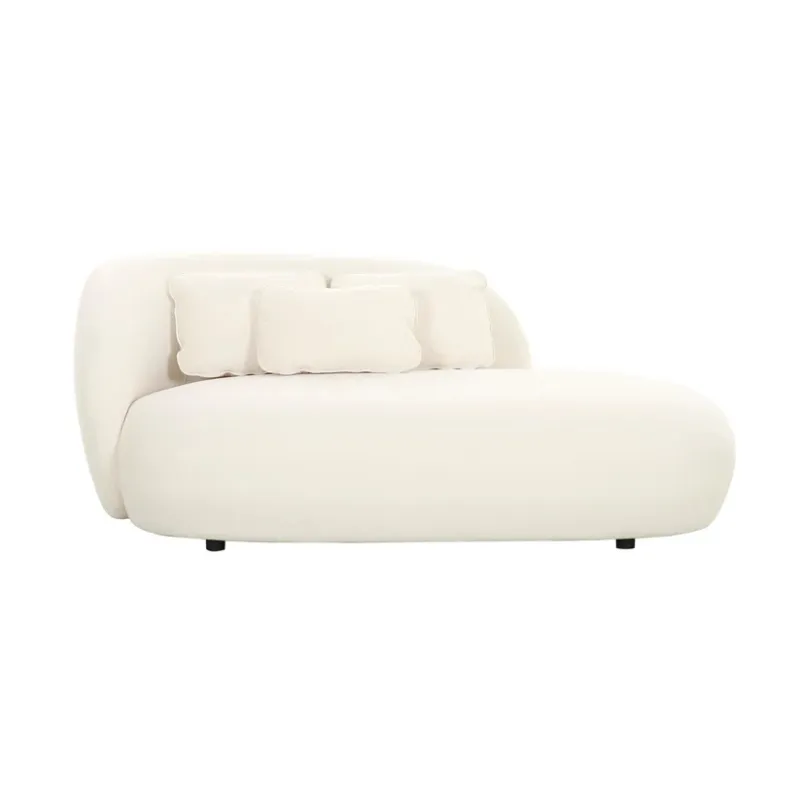 Zivah Velvet Day Bed Sofa Chaise - Cream