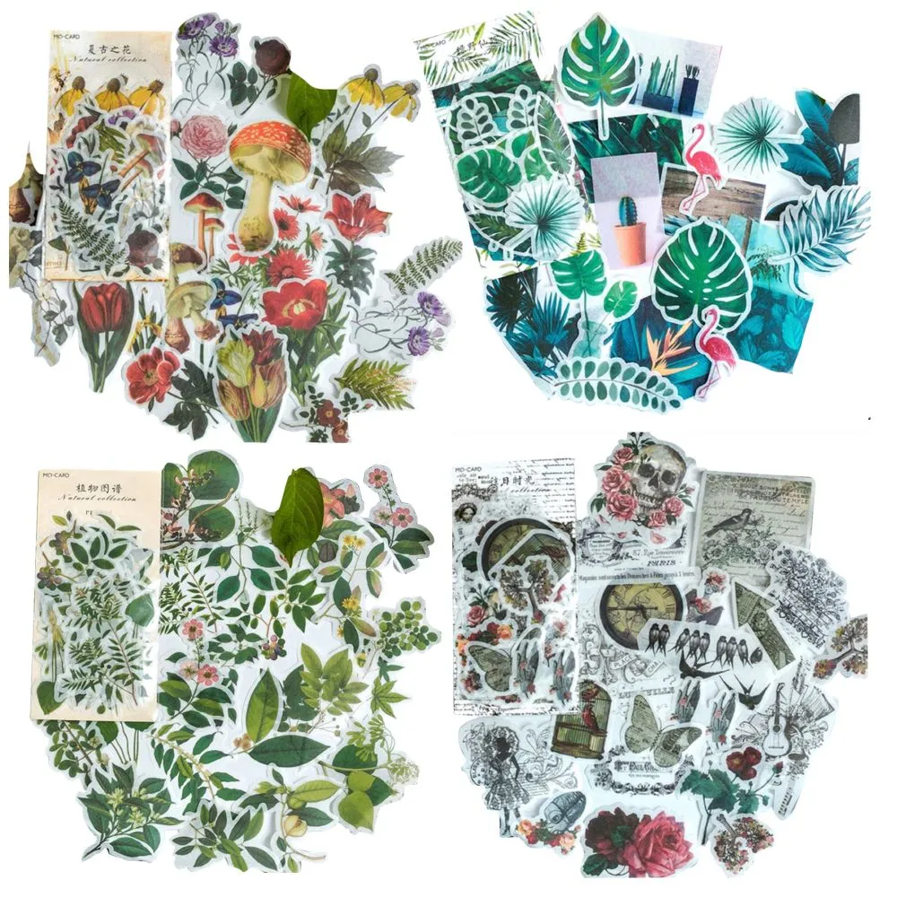 Craft Vintage Natural Scrapbooking Stickers Set Of 4 Large Packs (60 Piece)