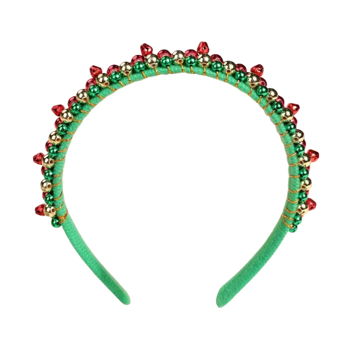 Beaded Christmas Headband - Green & Gold