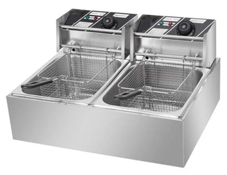 12L Electrical Fryer: Stainless Steel Double Basket for High-Volume Usage