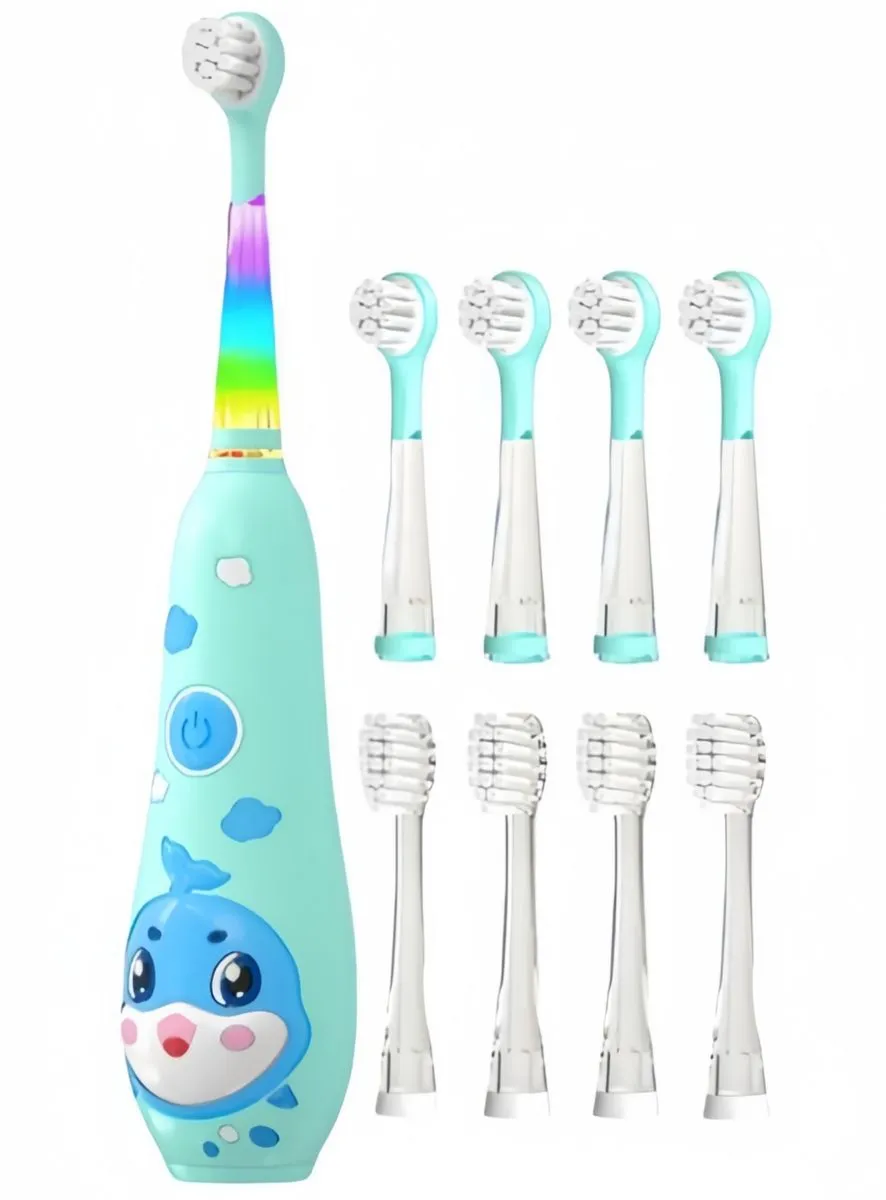 Kids Electric Toothbrushes, LED Observing Light, 8 Brush Heads For 2-6 - Blue