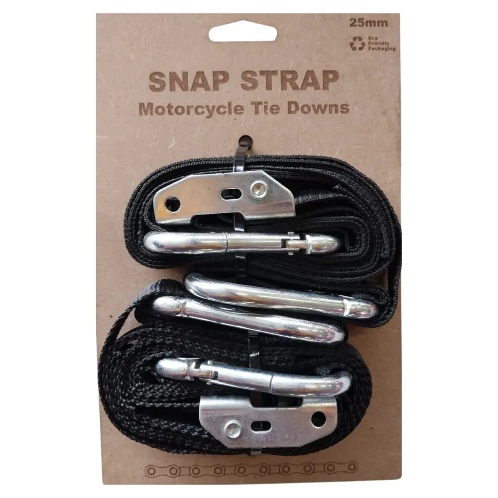 Snap Strap Soft Loop 25mm Motorcycle Tie Downs - Black