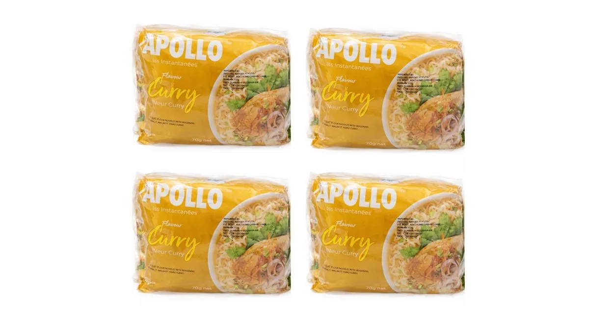 APOLLO INSTANT NOODLES - CURRY FLAVOUR (5 x 70g) 4 Packs