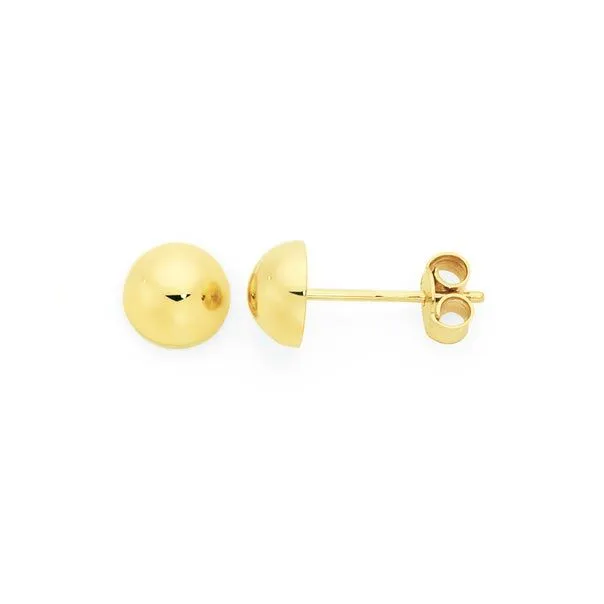 Broadway Jewellers - 9ct Yellow Gold -  Half Ball Stud Earrings