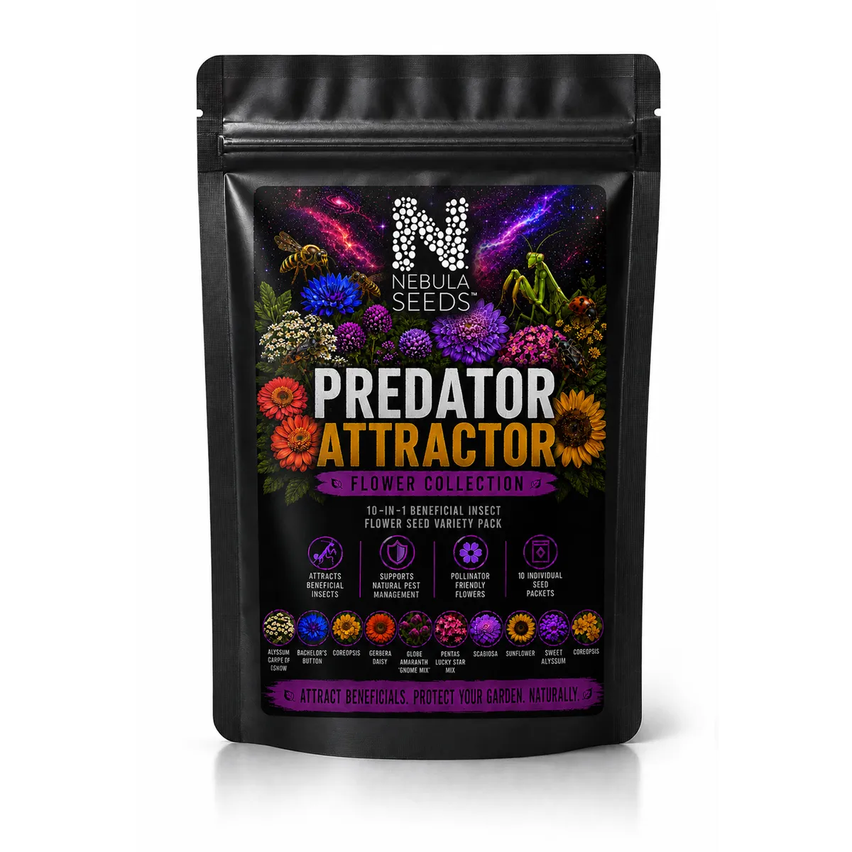 Companion Planting Seeds | 10 Flower Varieties | Predator Attractor