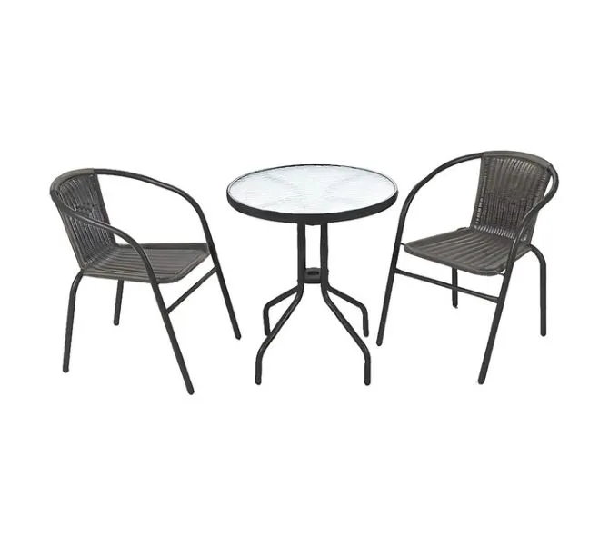 Thunder Bistro Set - 2-Seater Outdoor Patio Furniture - 3-Piece Set - Black