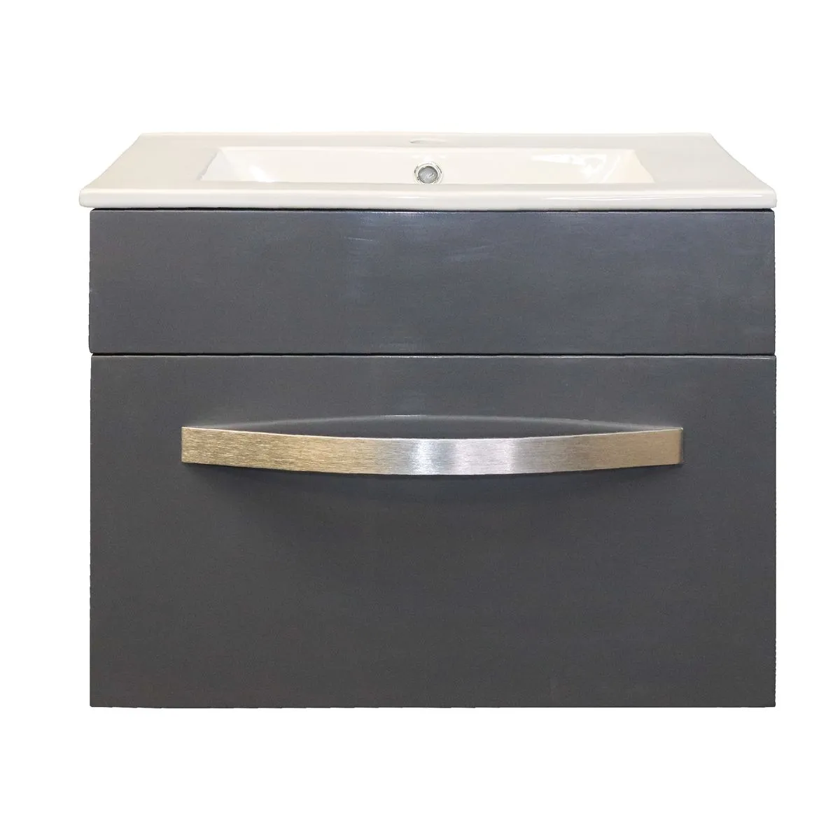 Denver Furniture - Floating Bathroom Vanity Cabinet - High Gloss Storm Grey