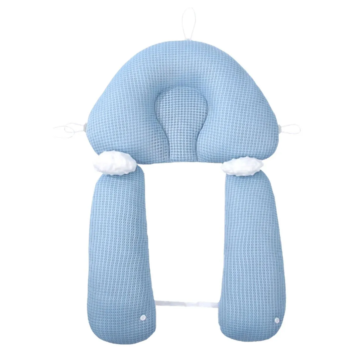 Adjustable Baby Head Support Pillow Removable Pillar Dual-Sided Comfort - Blue, White