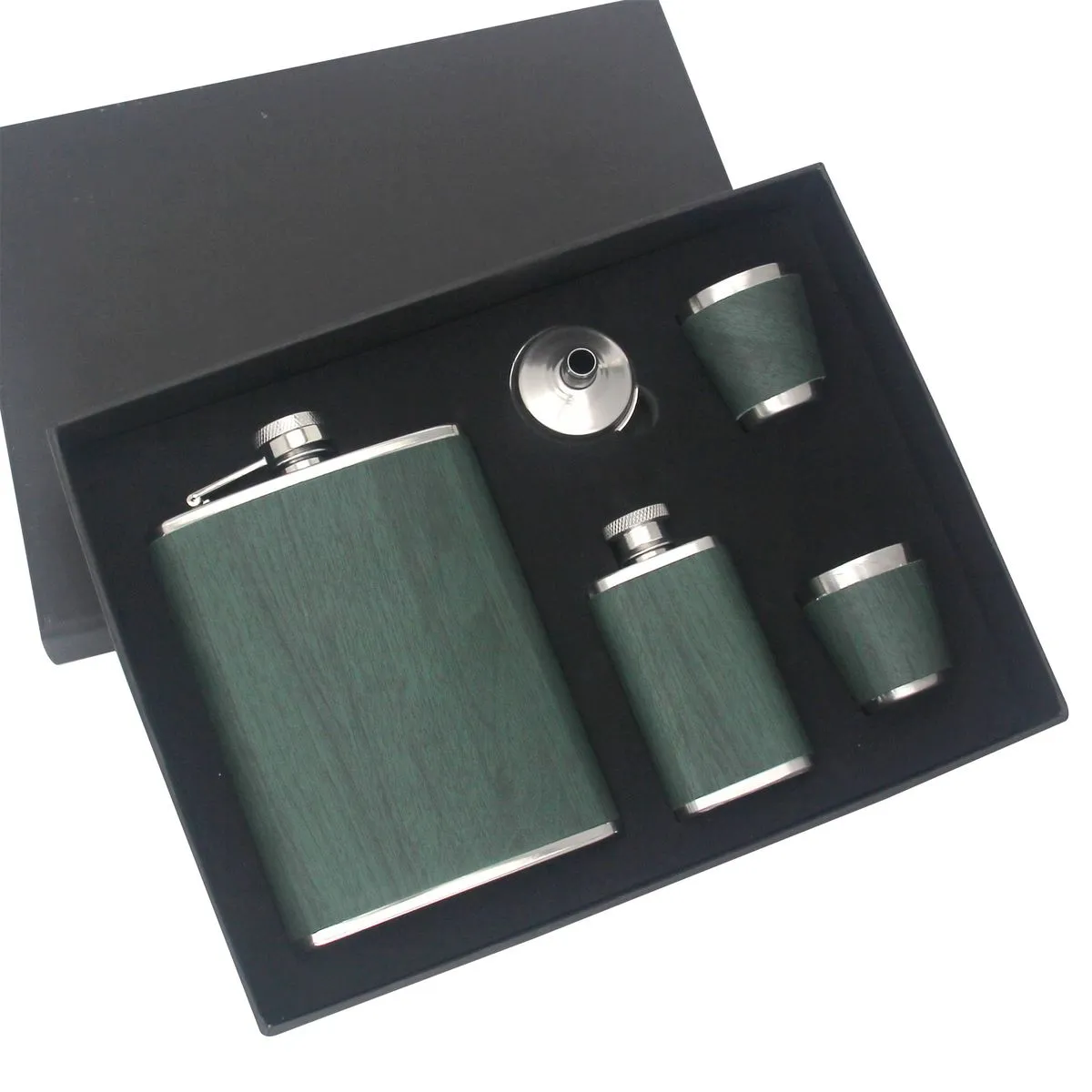 Whiskey Bottle and Cups Gift Set Wood Pattern for Men - 5 Piece