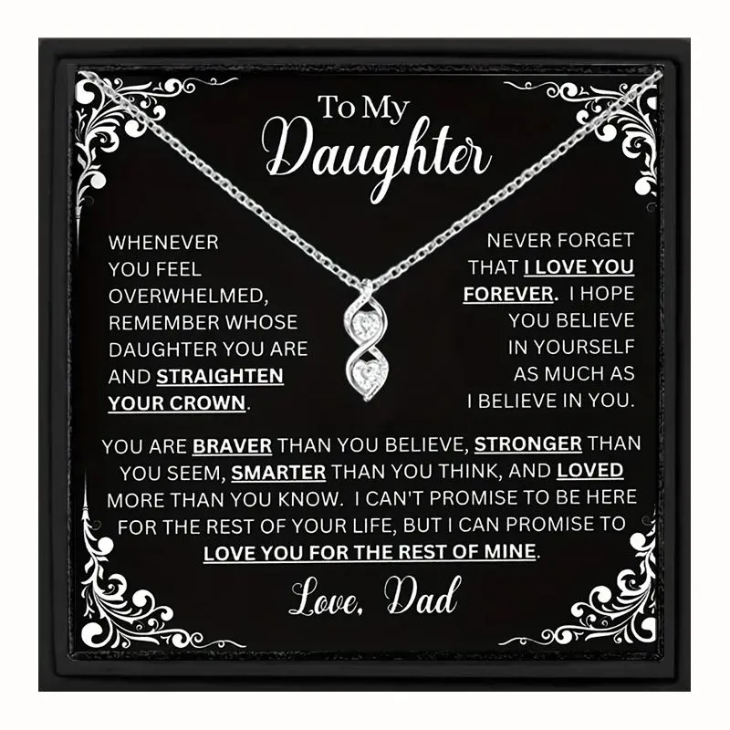 To My Daughter Double Heart Pendant Necklace with Gift Box