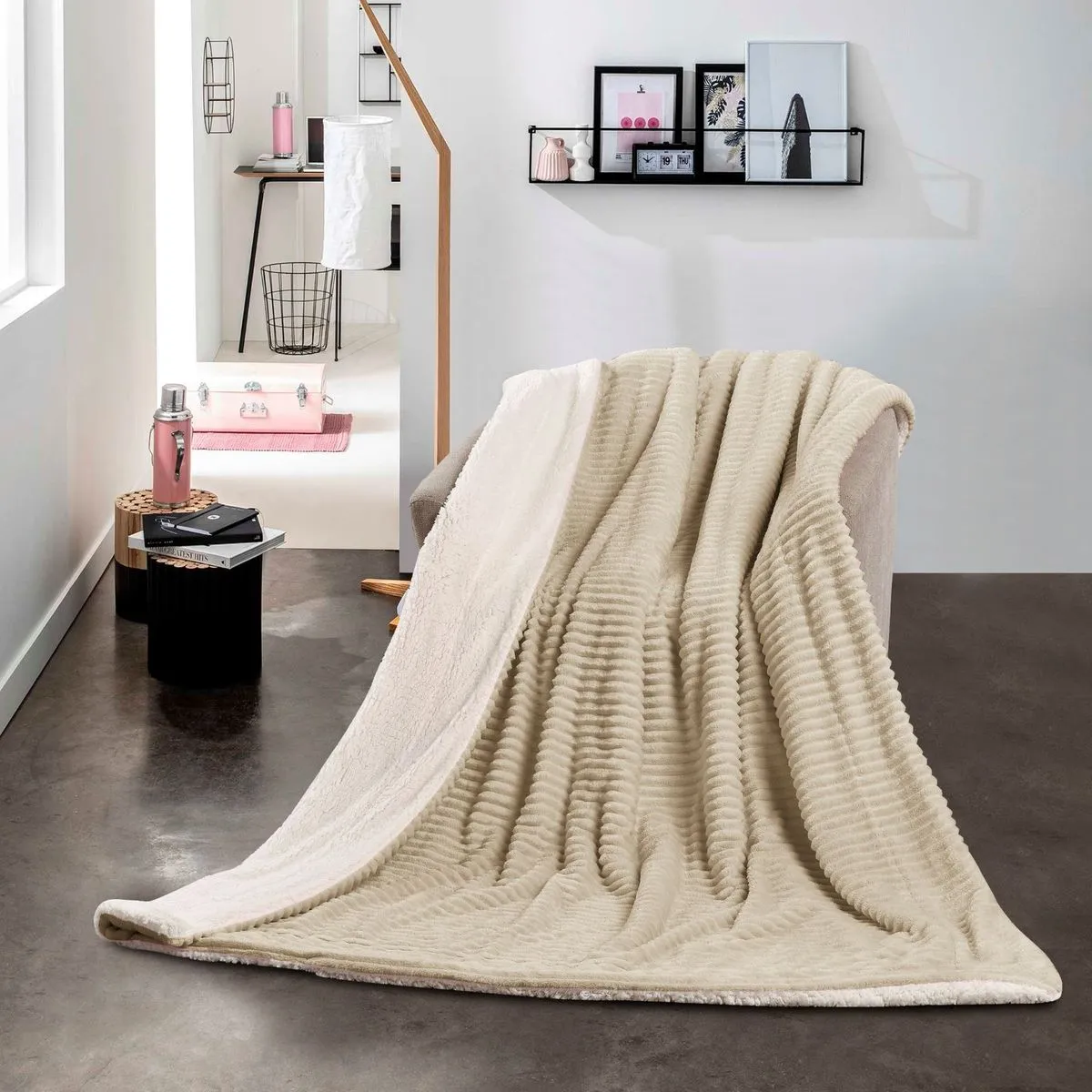Sherpa Ultimate Wool Throw - Beige