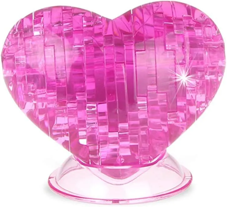 HEMCO 46Pcs 3D Crystal Love Heart Puzzle Jigsaw Model Blocks-4677 - Carnation Pink