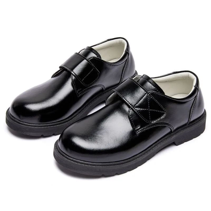 Boys Leather Shoes School Shoes One Strap Soft Sole British Style Black