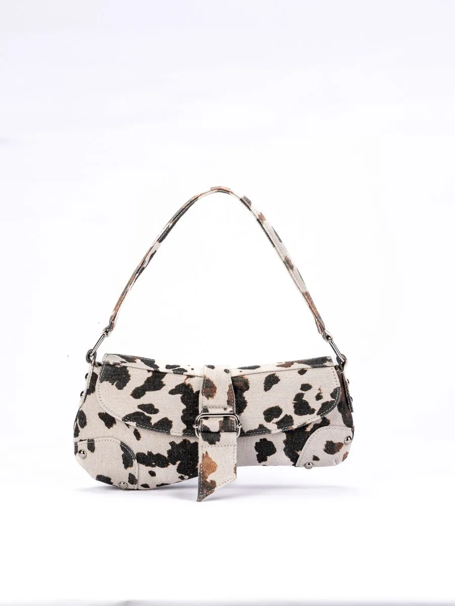Cow Print Underarm BagAsymmetrical Design WomenFashion Shoulder Bag