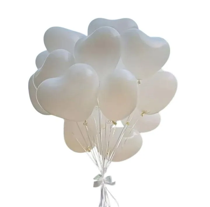 Chivasa Elite 10-Inch Premium White Latex Heart Balloons - 12 Piece